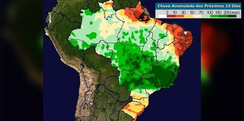 Chuvas beneficiam lavouras no Centro Oeste e Matopiba nos próximos 15 dias