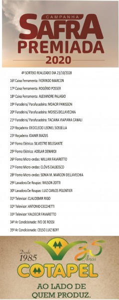 Último sorteio da Safra Premiada 2020